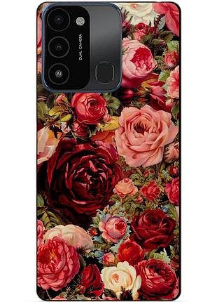 Силиконовый бампер чехол для tecno spark go 2022/spark 8c с рисунком красные розы