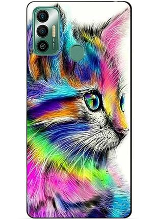 Силіконовий бампер чохол для tecno spark 7 з малюнком акварельний котик