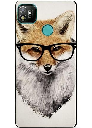 Силиконовый бампер чехол для tecno pop 4 с рисунком лиса