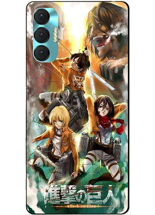 Силиконовый бампер чехол для tecno spark 8p с рисунком атака на титанов