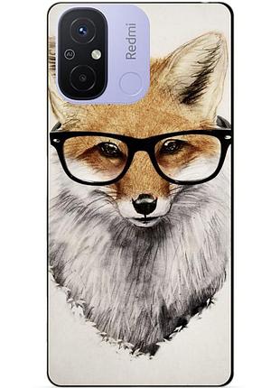 Силиконовый бампер чехол для xiaomi redmi 12c с рисунком лиса