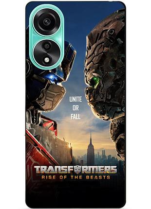 Силіконовий чохол бампер для oppo a78 з малюнком звіробої трансформери transformers