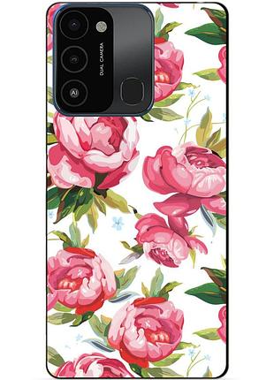 Силиконовый бампер чехол для tecno spark go 2022/spark 8c с рисунком пионы