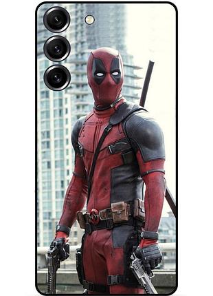Силиконовый бампер чехол для samsung s23 с рисунком deadpool дэдпул