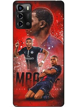 Силиконовый бампер чехол для zte blade a72 с рисунком мбаппе psg
