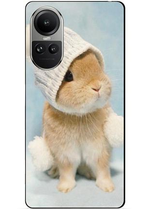 Силіконовий чохол бампер для oppo reno 10 з малюнком зайчик у шапці