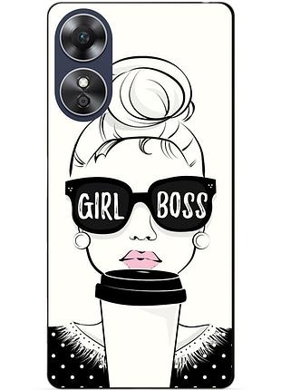Силіконовий бампер чохол для oppo a17 з малюнком girl boss