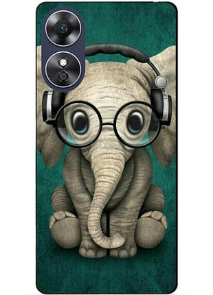 Силіконовий бампер чохол для oppo a17 з малюнком слоник