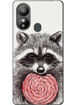 Силиконовый чехол бампер для zte blade l220 с рисунком енот