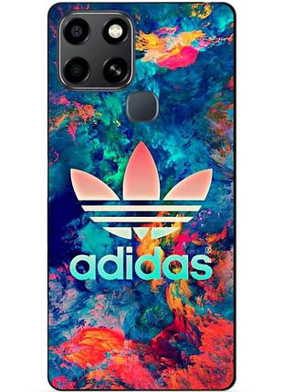 Чехол силиконовый бампер для infinix smart 6 с рисунком адидас