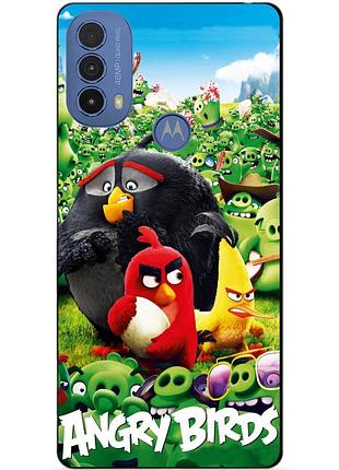 Силиконовый чехол бампер для motorola moto e20 с рисунком angry birds энгри бердс