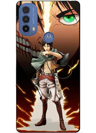 Силиконовый чехол бампер для motorola moto e20 с рисунком атака титанов attack on titan