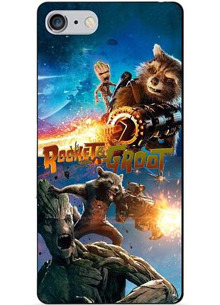 Силиконовый чехол бампер для iphone 6 plus rocket groot ракета грут стражи галактики