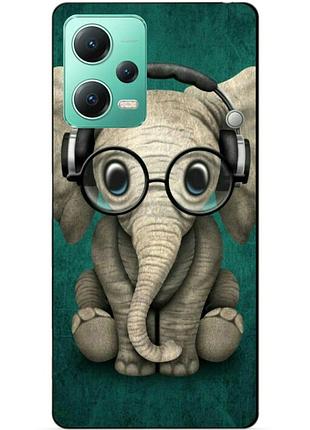 Силиконовый чехол бампер для xiaomi redmi note 12 5g с рисунком слоник