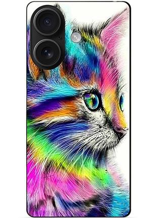 Силіконовий чохол бампер для iphone 16 plus з малюнком акварельний кіт