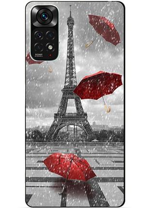 Силиконовый чехол бампер для xiaomi redmi note 11s / note 11 с рисунком дождь в париже франция эйфелева башня