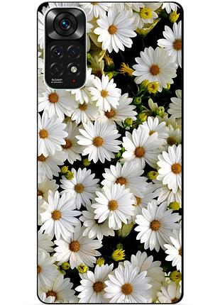 Силиконовый чехол бампер для xiaomi redmi note 11s / note 11 с рисунком ромашки цветы