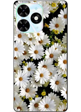 Силіконовий чохол бампер для tecno spark 20 pro з малюнком ромашки квіти