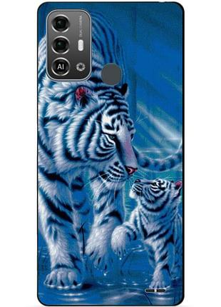 Силиконовый бампер чехол для zte blade a53 pro с рисунком тигры