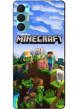 Силиконовый бампер чехол для tecno spark 8p с рисунком minecraft