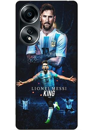 Силиконовый бампер чехол для oppo a58 с рисунком messi аргентина месси
