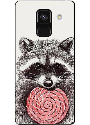 Чехол силиконовый бампер для samsung a8 plus с рисунком енот