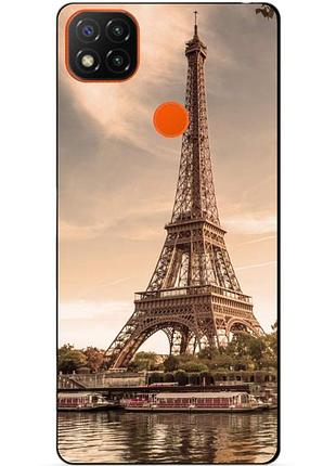Чехол силиконовый бампер для xiaomi redmi 9c с рисунком эйфелева башня франция париж