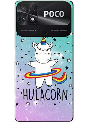 Силиконовый бампер чехол для xiaomi poco c40 с рисунком единорог
