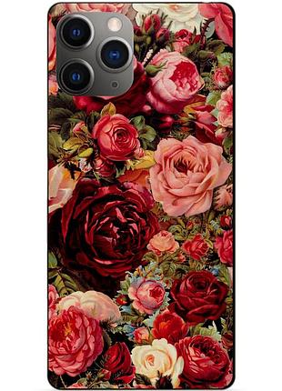 Силиконовый чехол бампер для iphone 11 pro max с рисунком красные розы цветы