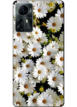 Силиконовый чехол бампер для zte blade a72s с рисунком ромашки цветы