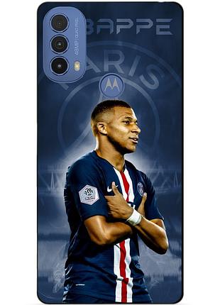 Силиконовый бампер чехол для motorola moto e20 с рисунком мбаппе псж mbappe