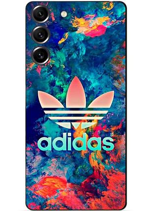 Силиконовый чехол бампер для samsung s23 с рисунком адидас