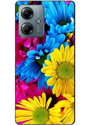 Силиконовый чехол бампер для motorola moto g14 с рисунком хризантемы цветы