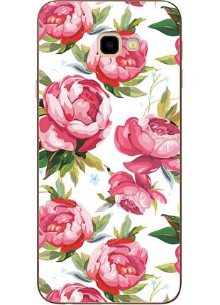 Силиконовый чехол для samsung j4 plus galaxy j415 с рисунком пионы