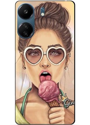 Силиконовый чехол бампер для xiaomi redmi 13c с рисунком мороженое
