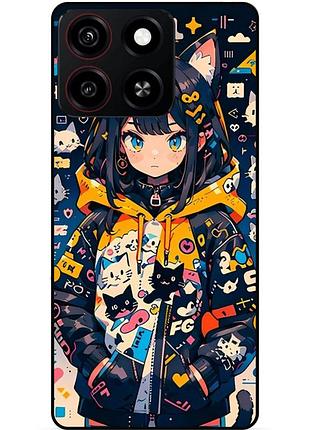 Силіконовий бампер чохол для zte blade a35 з малюнком котики аніме