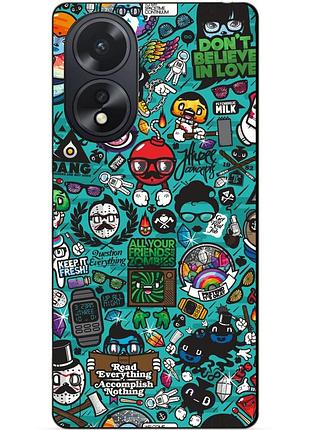 Силіконовий чохол бампер для oppo a38 з малюнком стикери