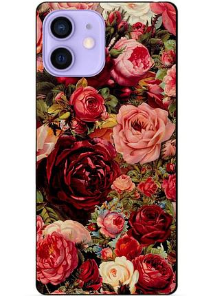 Силиконовый чехол бампер для iphone 12 mini с рисунком красные розы цветы
