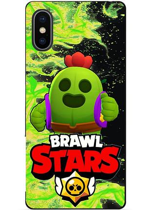 Силиконовый чехол бампер для iphone xs с героем бравл спайк