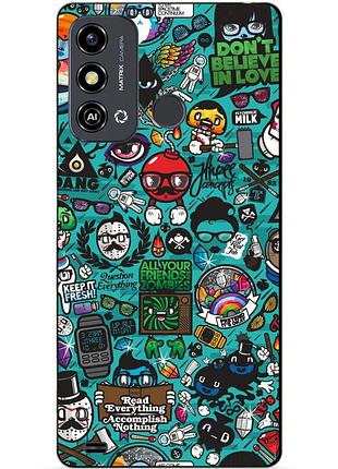 Силиконовый чехол бампер для zte blade a53 с рисунком стикеры