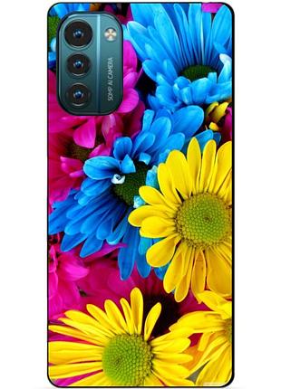 Силиконовый чехол бампер для nokia g11 с рисунком хризантемы цветы