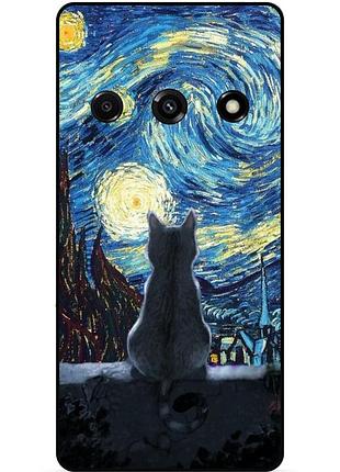 Чехол силиконовый бампер для xiaomi redmi a3 с рисунком кошечка звездная ночь ван гог