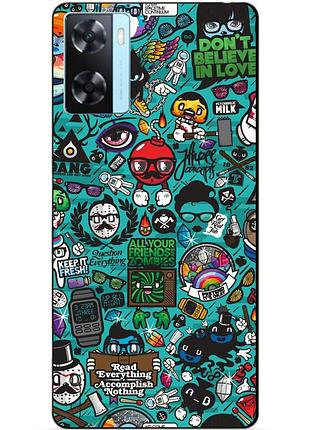 Силиконовый бампер чехол для oppo a57s с рисунком стикеры