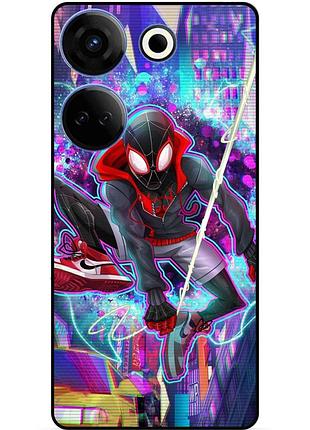 Чехол силиконовый бампер для tecno camon 20 pro с картинкой spider man человек паук майлз моралес
