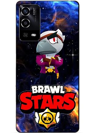 Силиконовый чехол бампер для oppo a55 с героем космический бравл белый ворон