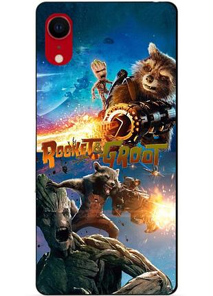 Силиконовый чехол бампер для iphone xr rocket groot ракета грут стражи галактики