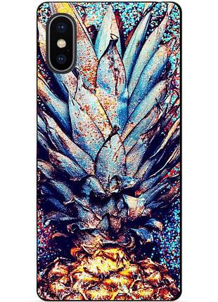 Силиконовый чехол бампер для iphone xs с рисунком ананас