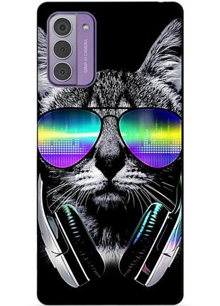 Силиконовый чехол бампер для nokia g42 с рисунком музыкальный кот