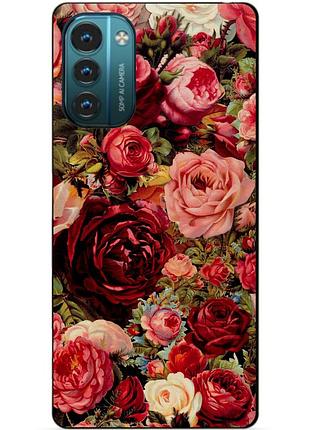 Силіконовий чохол бампер для nokia g21 з малюнком червоні троянди квіти