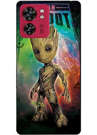 Силиконовый чехол бампер для motorola edge 40 с рисунком groot грут стражи галактики